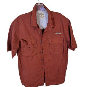 Red Head Workhorse Shirt Mens Med Brown Rust Short Sleeve Button Up Cotton